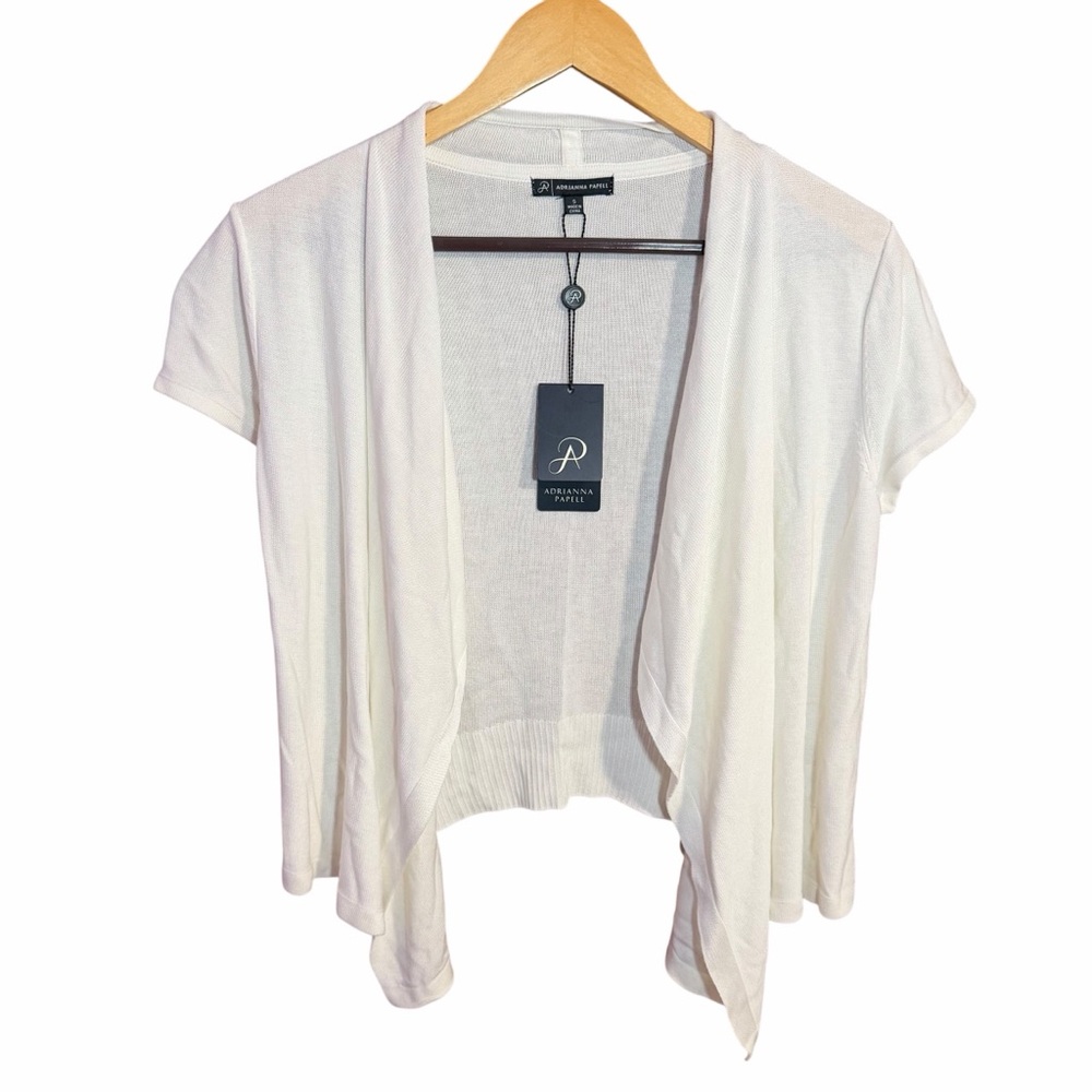 NEW Adrianna Papell Short Sleeve Lightweight Open Front Cardigan Small